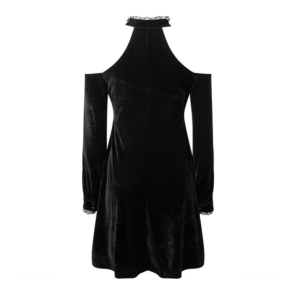 Cradle Of Goth DRESSES Halter Velvet Dress 3 Cradle Of Goth DRESSES Halter Velvet Dress