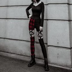 Cradle Of Goth Black And Red Pentagram Pants