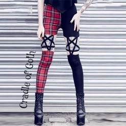 Cradle Of Goth Black And Red Pentagram Pants