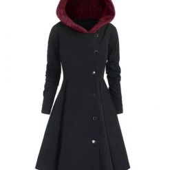 Cradle Of Goth COATS & JACKETS Red Hooded Goth Coat (Spring/Fall Season) Plus Size