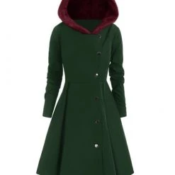 Cradle Of Goth COATS & JACKETS Red Hooded Goth Coat (Spring/Fall Season) Plus Size