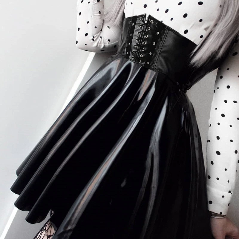 Cradle Of Goth Corset Skirt (Vegan Leather) SKIRTS 6 Cradle Of Goth Corset Skirt (Vegan Leather) SKIRTS