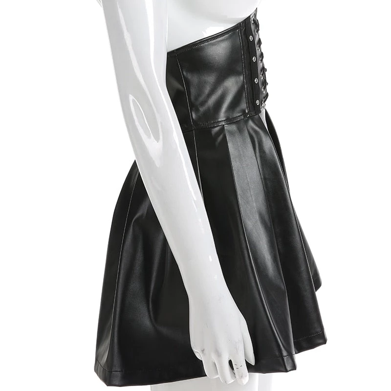 Cradle Of Goth Corset Skirt (Vegan Leather) SKIRTS 2 Cradle Of Goth Corset Skirt (Vegan Leather) SKIRTS