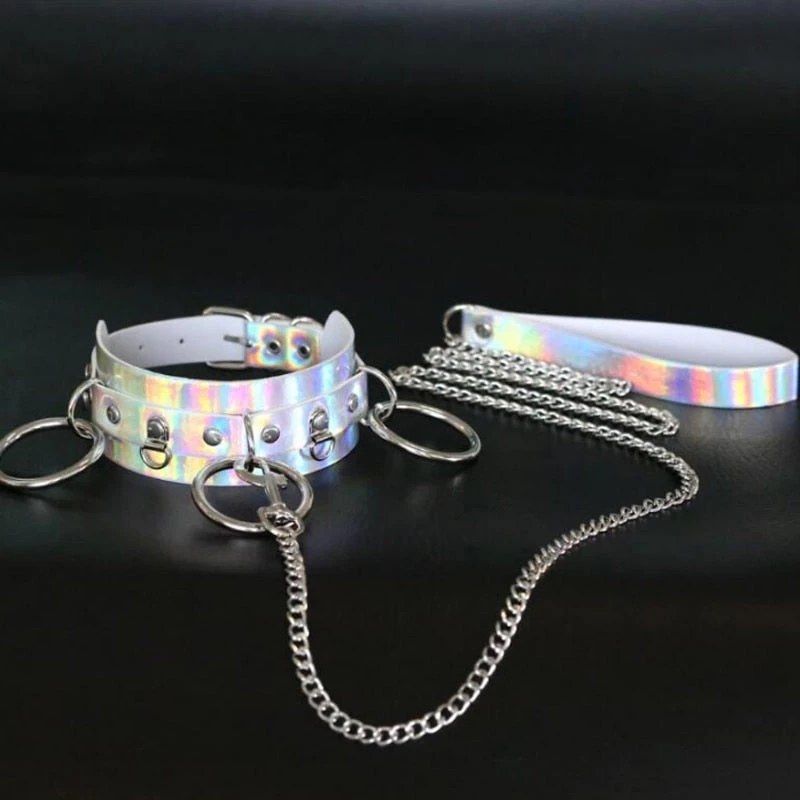 Cradle Of Goth Holographic Choker And Leash CHOKERS 1 Cradle Of Goth Holographic Choker And Leash CHOKERS