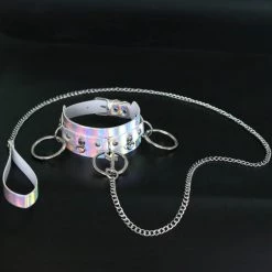 Cradle Of Goth Holographic Choker And Leash CHOKERS 21 Cradle Of Goth Holographic Choker And Leash CHOKERS
