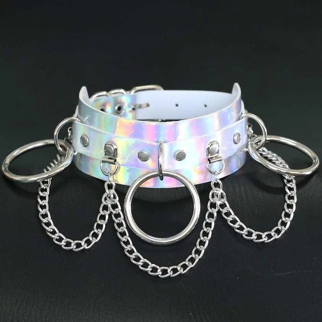 Cradle Of Goth Holographic Choker And Leash CHOKERS 8 Cradle Of Goth Holographic Choker And Leash CHOKERS