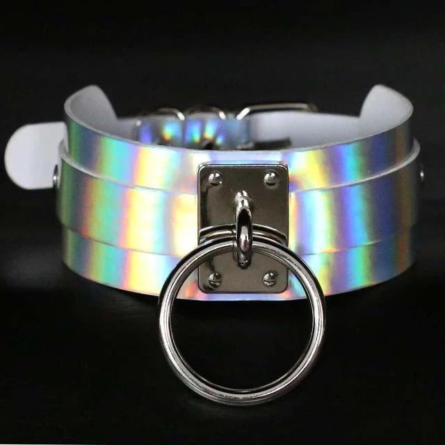 Cradle Of Goth Holographic Choker And Leash CHOKERS 4 Cradle Of Goth Holographic Choker And Leash CHOKERS