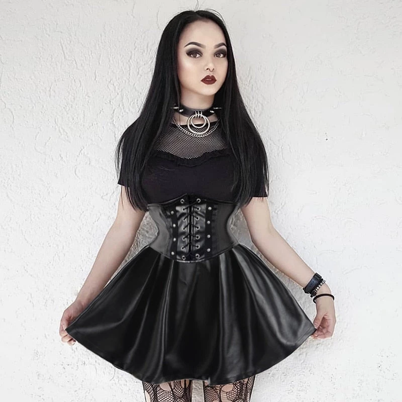 Cradle Of Goth Corset Skirt (Vegan Leather) SKIRTS 3 Cradle Of Goth Corset Skirt (Vegan Leather) SKIRTS