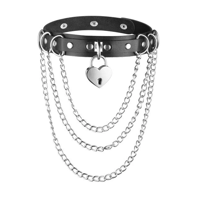 Cradle Of Goth CHOKERS Chained Heart Choker 2 Cradle Of Goth CHOKERS Chained Heart Choker